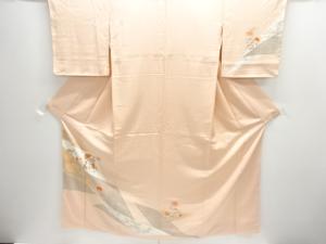 未使用品　唐花に疋田模様刺繍一つ紋訪問着(重ね衿付き)